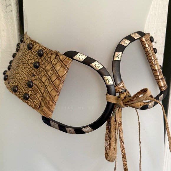 D&D Texas Outfitters Croco D-Ring Belt Antique Copper Hardware Boho Chic small - Picture 2 of 14